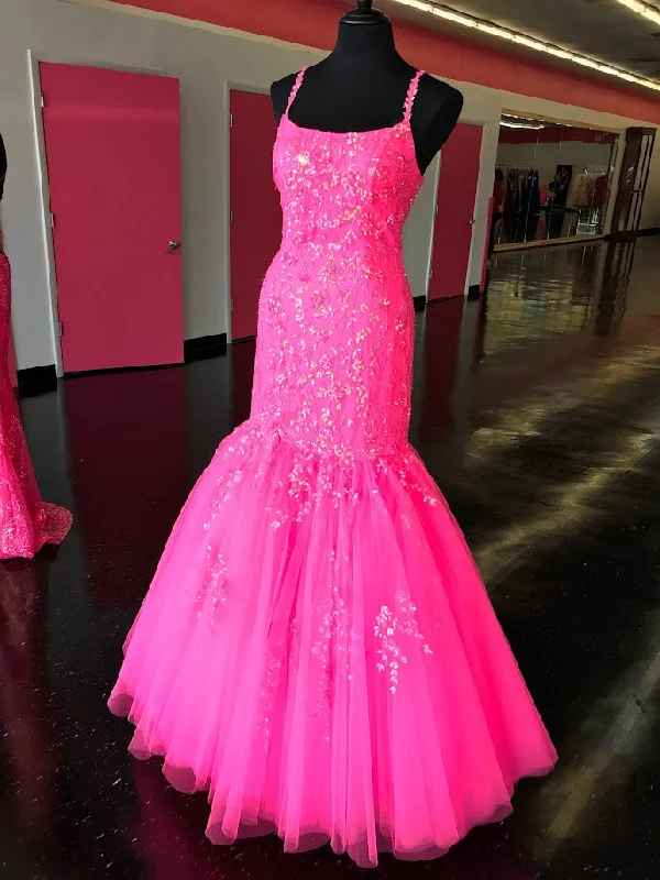 Amarra 87339 Neon Pink Mermaid Prom Dresses Size 10 Sequin Embellished Tulle Mermaid Backless Corset Lace Gown Amarra 87339 Neon Pink Mermaid Prom Dresses Size 10 Sequin Embellished Tulle Mermaid Backless Corset Lace Gown