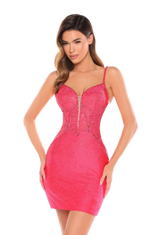 Amarra 88058 Size 0, 10 Hot Coral Short Homecoming Dress V Neck Crystal Cocktail Gown Corset Formal Amarra 88058 Size 0, 10 Hot Coral Short Homecoming Dress V Neck Crystal Cocktail Gown Corset Formal