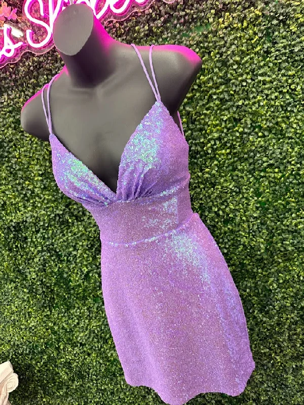Amarra 88718 Size: 0, 12 Lilac Sequin fitted cocktail dress with sweetheart neckline and lace up back Amarra 88718 Size: 0, 12 Lilac Sequin fitted cocktail dress with sweetheart neckline and lace up back