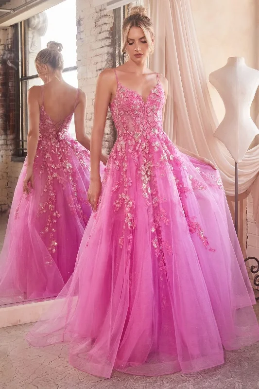 Andrea & Leo Couture CM347 Size 2 Pink Sheer Lace Sequin Ballgown Prom Dress Corset A Line Gown Andrea & Leo Couture CM347 Size 2 Pink Sheer Lace Sequin Ballgown Prom Dress Corset A Line Gown