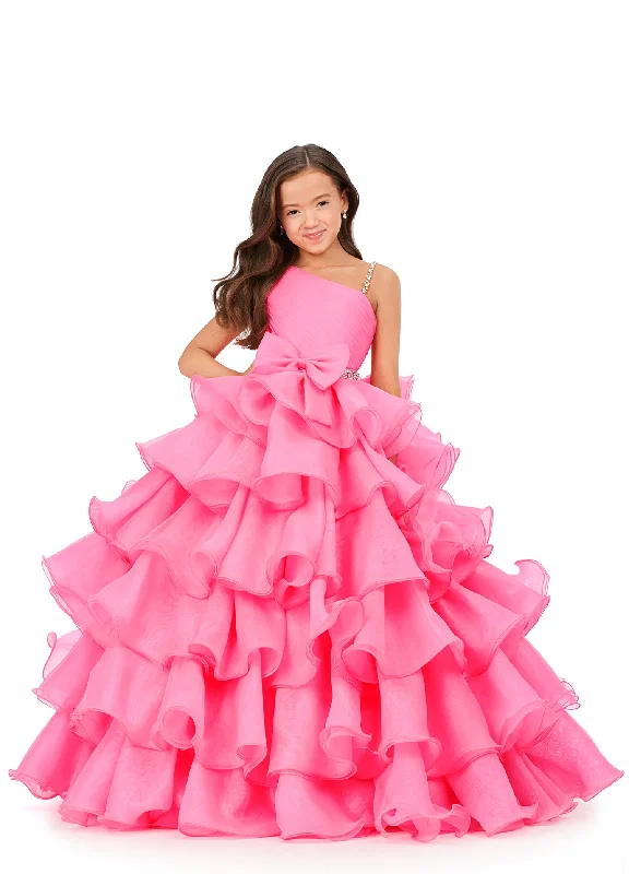 Ashley Lauren Kids 8217 Size 14 Hot Pink Long Ruffle Layer Girls Pageant Ballgown Bow Crystal Belt Gown Ashley Lauren Kids 8217 Size 14 Hot Pink Long Ruffle Layer Girls Pageant Ballgown Bow Crystal Belt Gown