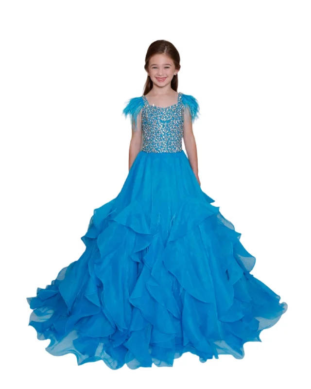 Ava Presley 28821 Size 8 Lavender Girls Pageant Dress Feather Ruffle Ballgown Crystal Bodice Gown Layer Ava Presley 28821 Size 8 Lavender Girls Pageant Dress Feather Ruffle Ballgown Crystal Bodice Gown Layer