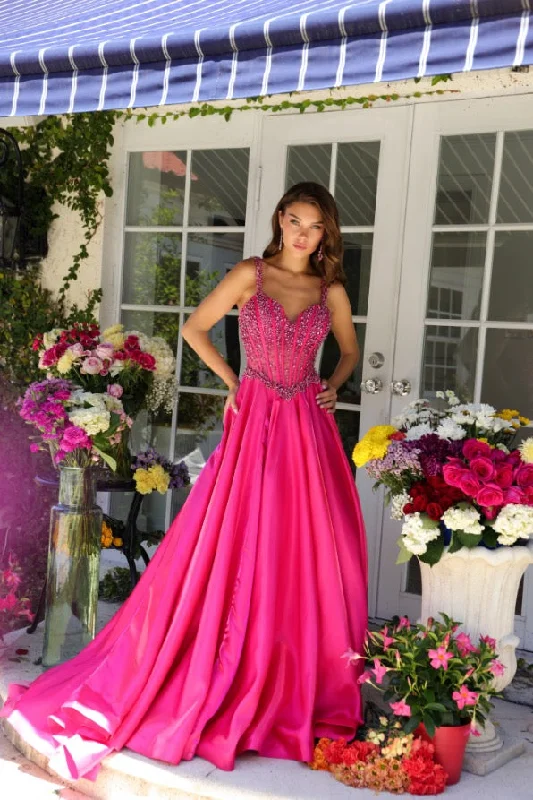 Ava Presley 29521 Size 4 Hot Pink Long Sheer Crystal Corset Pageant Dress Formal Ballgown Prom Train Ava Presley 29521 Size 4 Hot Pink Long Sheer Crystal Corset Pageant Dress Formal Ballgown Prom Train