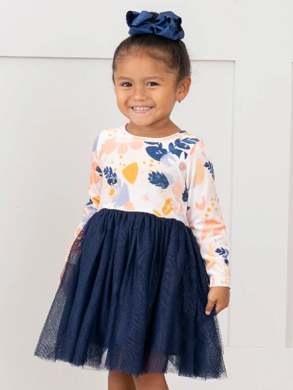 Blue Watercolor Garden Tulle Dress