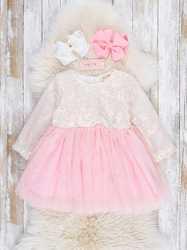 Blush Sequin Top Tulle Dress