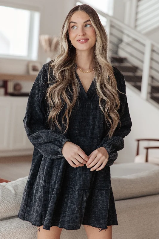 Mineral Wash V-Neck Dress