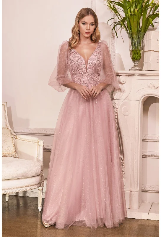 CD 0182 Size 18 A Line Shimmer Long Sheer Puff Sleeve Mother Of Dress Formal Evening Gown CD 0182 Size 18 A Line Shimmer Long Sheer Puff Sleeve Mother Of Dress Formal Evening Gown