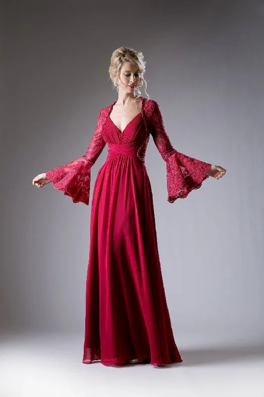 CD 774 Size 10 A Line Chiffon Sheer Lace Long Bell Sleeve Mother Of Dress Formal Gown CD 774 Size 10 A Line Chiffon Sheer Lace Long Bell Sleeve Mother Of Dress Formal Gown