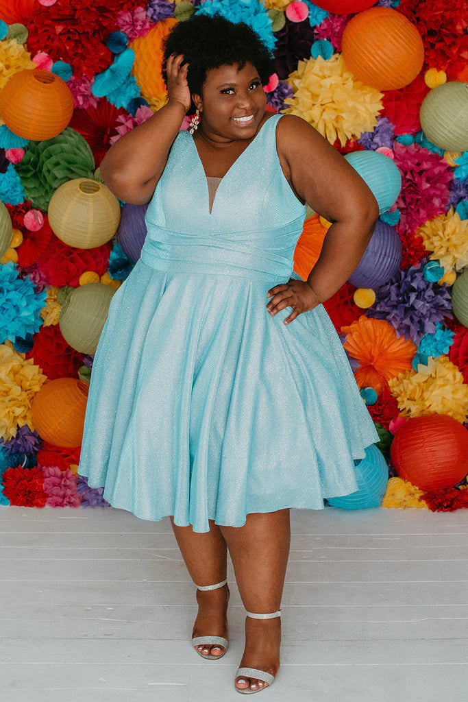 Sydney's Closet SC8117 Size 30 Capri Homecoming Dress V Neckline Cocktail Dress Plus Sized Sydney's Closet SC8117 Size 30 Capri Homecoming Dress V Neckline Cocktail Dress Plus Sized