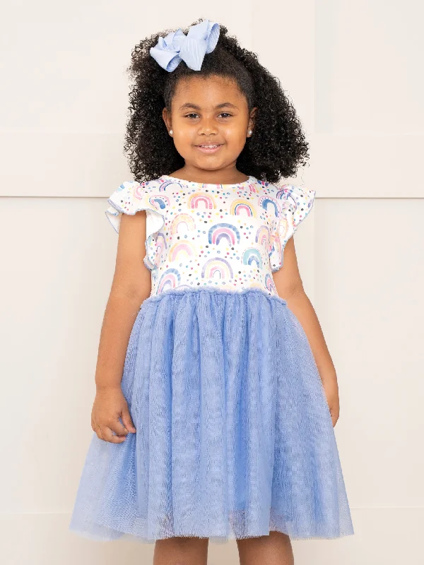 Cornflower Blue Rainbows Tulle Dress