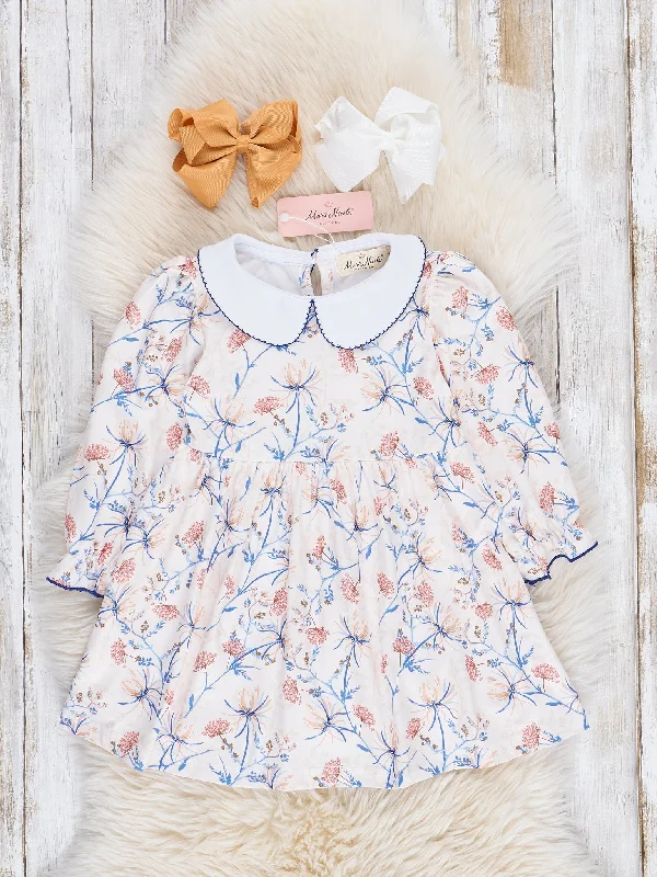 Cream & Blue Wistful Blooms Dress