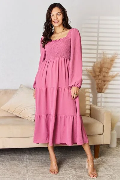 Athena Ruffle Trim Smocked Tiered Dress