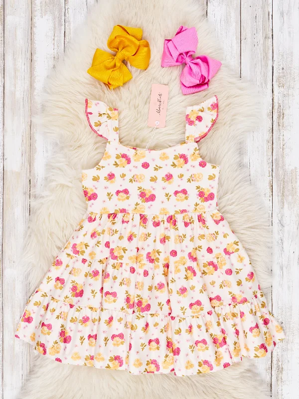 Dark Mauve Rose Tiered Dress