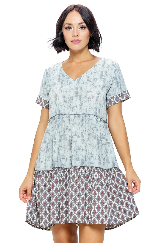 Dress Ruffle Tie Dye Patterned Print