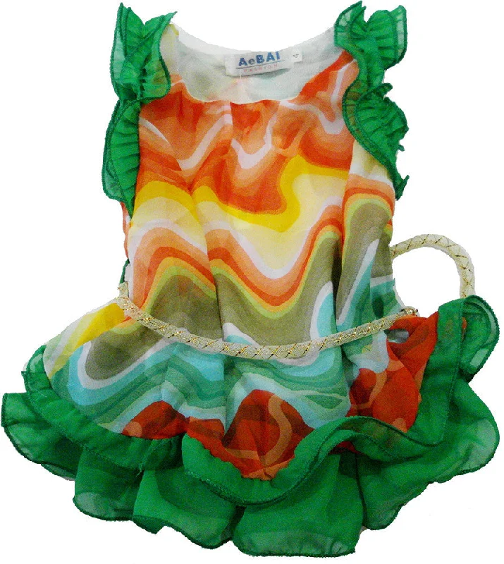 Green Wave Chiffon Dress