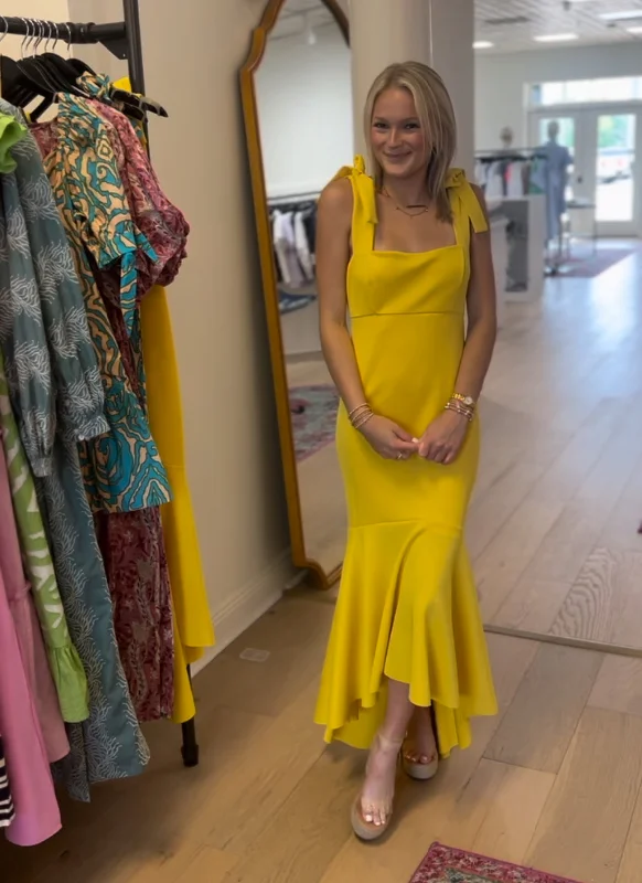 Jewel Bow Shldr Hi/Low Gown