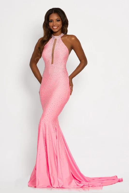 Johnathan Kayne 2037 Size 0 Flamingo Long Crystal Studded Jersey Mermaid Prom Dress Pageant Gown Johnathan Kayne 2037 Size 0 Flamingo Long Crystal Studded Jersey Mermaid Prom Dress Pageant Gown