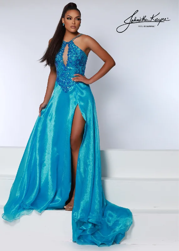 Johnathan Kayne 2627 Size 14 TEAL Long A Line High Neck Sequin Formal Pageant Dress Crystal Strap Gown Johnathan Kayne 2627 Size 14 TEAL Long A Line High Neck Sequin Formal Pageant Dress Crystal Strap Gown