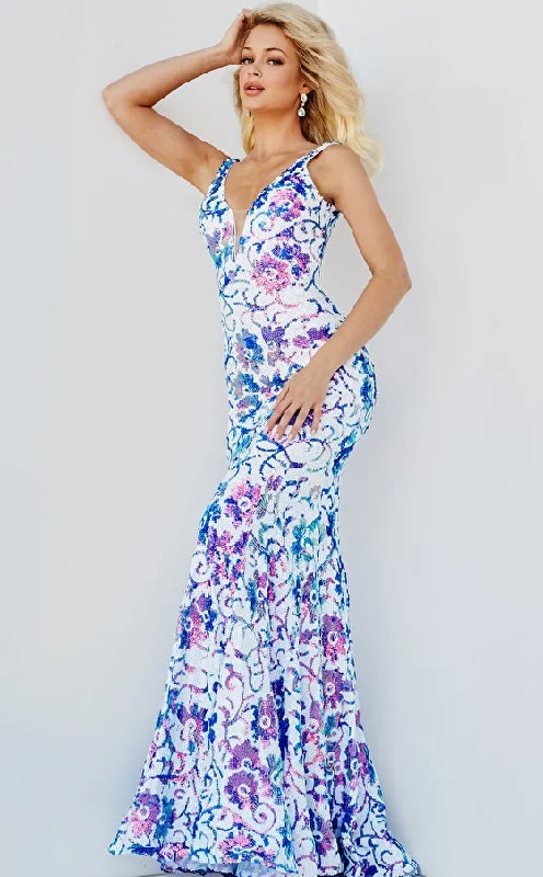 Jovani 08257 Size 16 IV/Purple Long Fitted Sequin Mermaid Formal Prom Dress V Neck Gown Jovani 08257 Size 16 IV/Purple Long Fitted Sequin Mermaid Formal Prom Dress V Neck Gown