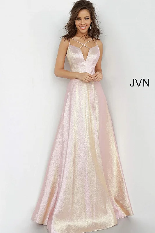 Jovani JVN3779 Size 12 Blush Long Iridescent Shimmer Prom Dress High Slit Backless V Neck Jovani JVN3779 Size 12 Blush Long Iridescent Shimmer Prom Dress High Slit Backless V Neck
