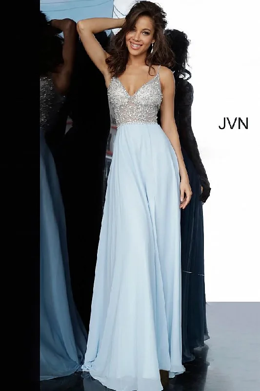 Jovani JVN4410 Size 0 Long Embellished Sheer Bodice Prom Dress Flowing skirt JVN4410 Jovani JVN4410 Size 0 Long Embellished Sheer Bodice Prom Dress Flowing skirt JVN4410