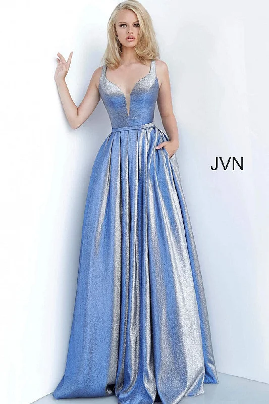 Jovani JVN2229 Size 18 Blue Long Iridescent Shimmer Prom Dress Ball Gown