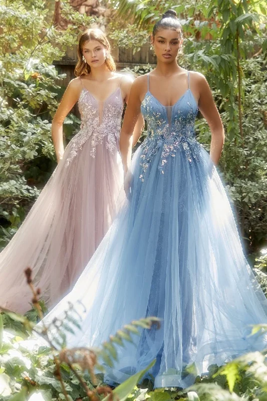 Andrea & Leo Couture A1143 Size 14 Blue Jay Long A Line Tulle Shimmer Prom Dress Sequin Lave V Neck Formal Gown Andrea & Leo Couture A1143 Size 14 Blue Jay Long A Line Tulle Shimmer Prom Dress Sequin Lave V Neck Formal Gown
