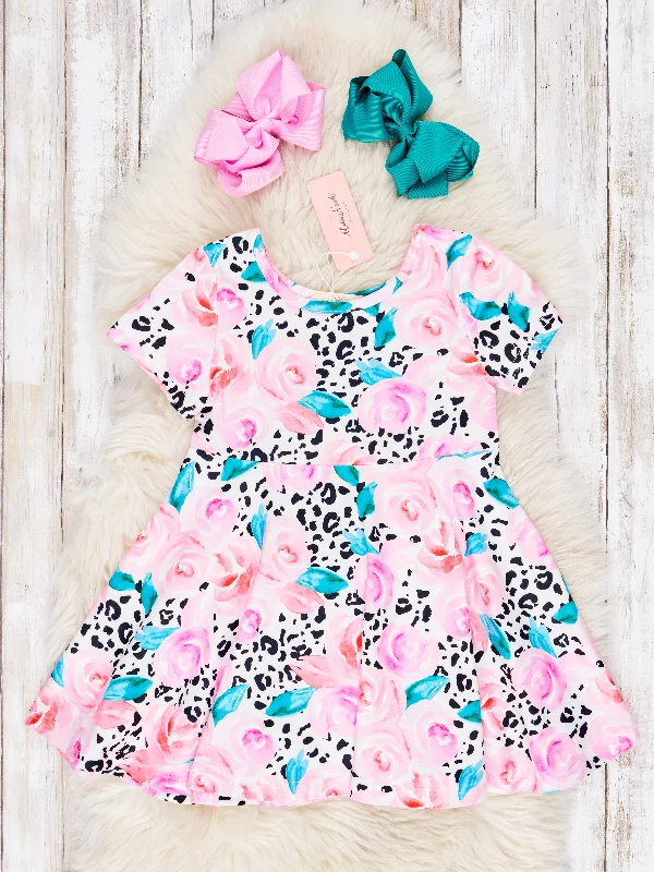 Leopard Rose Swing Dress