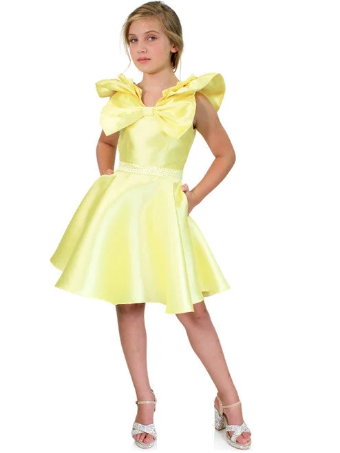 Marc Defang 6013K Size 2 Yellow Short A Line Girls Formal Cocktail Pageant Dress Ruffle Bow Pockets Marc Defang 6013K Size 2 Yellow Short A Line Girls Formal Cocktail Pageant Dress Ruffle Bow Pockets