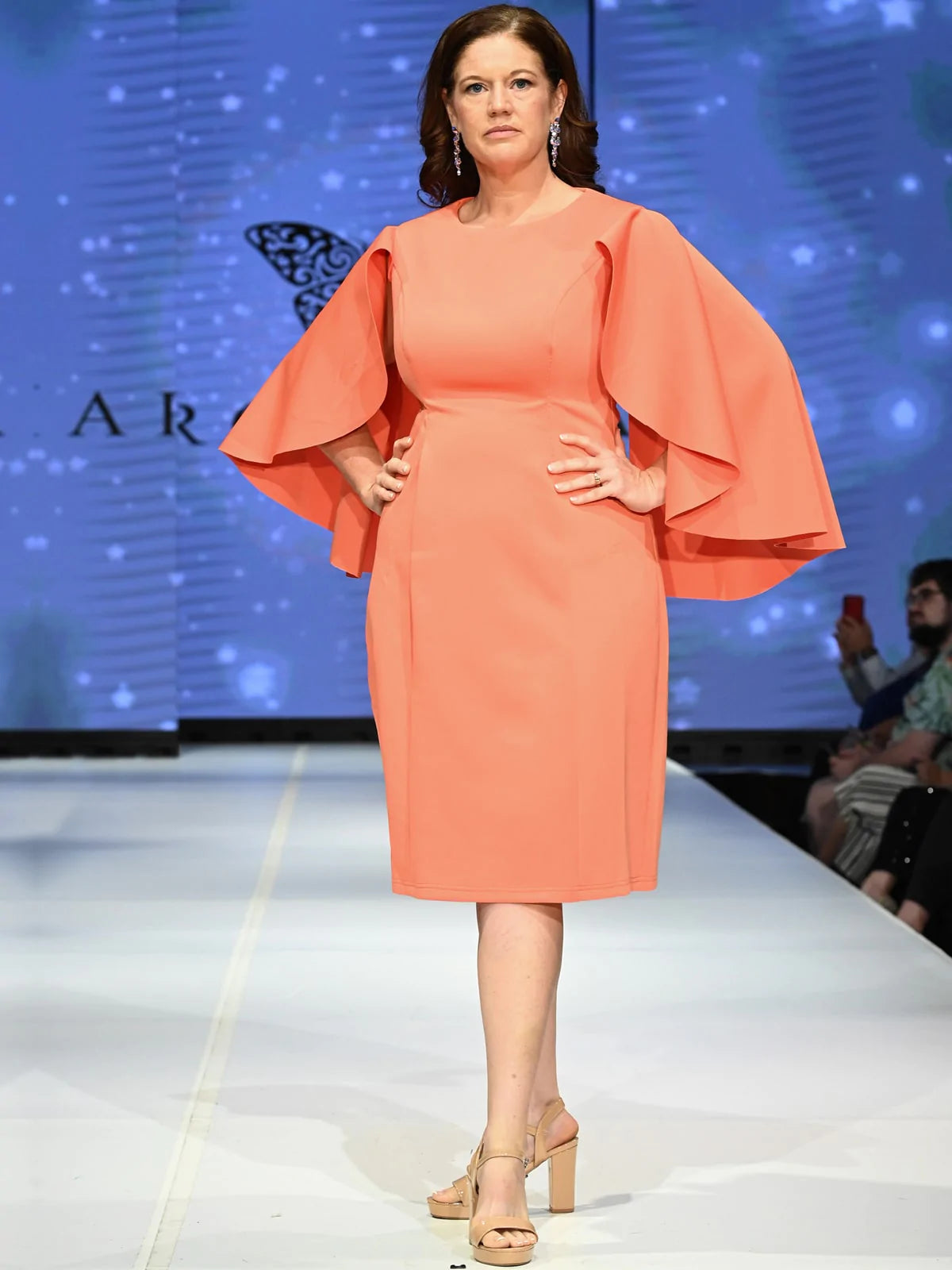 Marc Defang 8157 Size 2 Orange Short Scuba Draped Sleeve Cocktail Interview Pageant Dress Evening Gown Marc Defang 8157 Size 2 Orange Short Scuba Draped Sleeve Cocktail Interview Pageant Dress Evening Gown