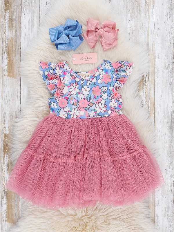 Mauve Blooms Tulle Dress