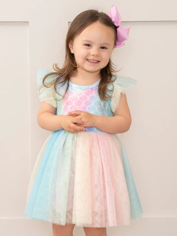 Mermaid Scales Rainbow Tulle Dress