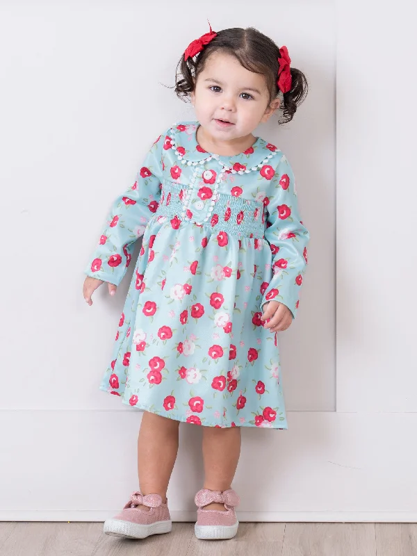 Mint Sweet Garden Smocked Dress