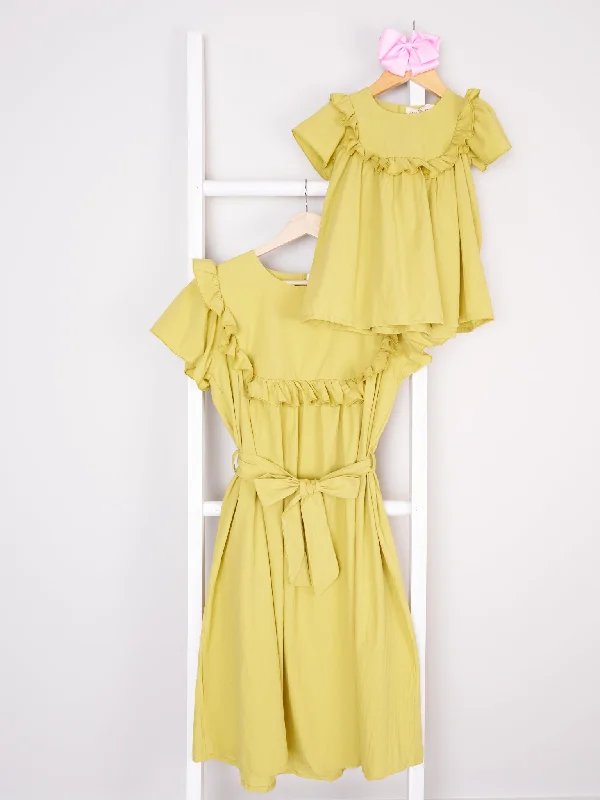 Mom & Me Green Ruffle Dress