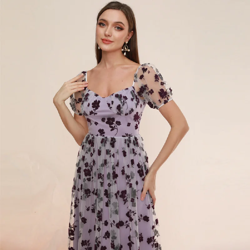 NiDELL FC-230010 Fashion New European and American Women's Clothing Elegant Puff Sleeve Dress in Stock