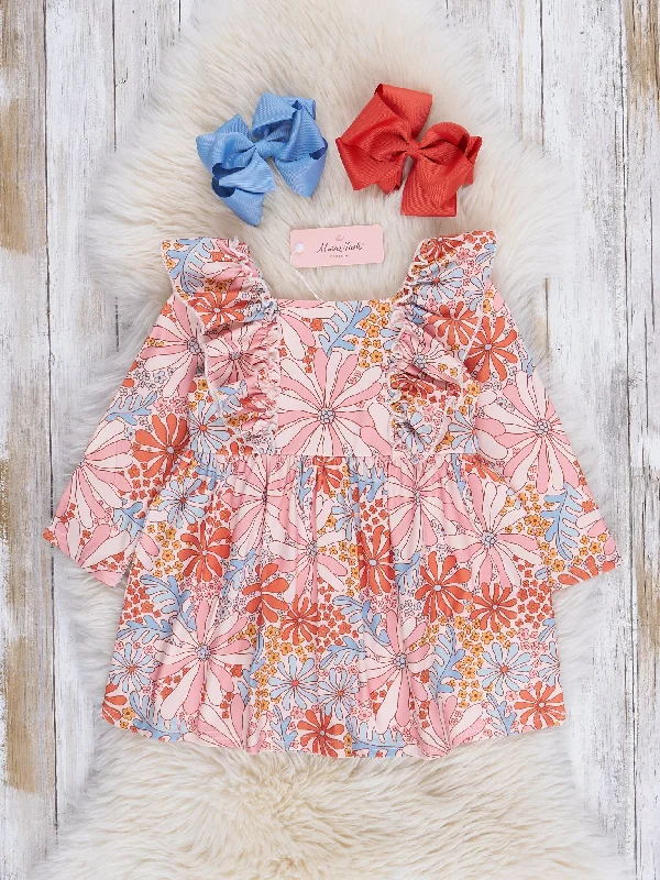 Orange & Grey Wildflowers Dress