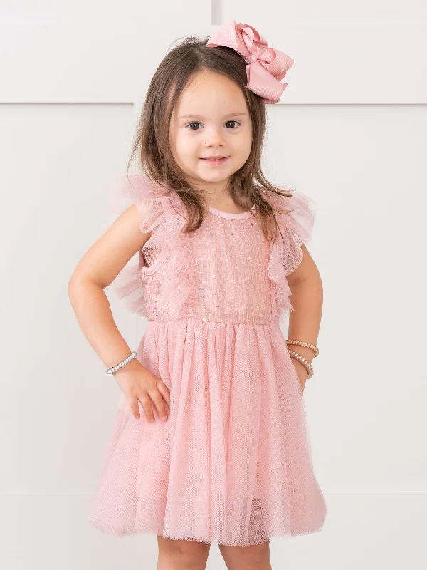 Peach Flutter Tulle Dress
