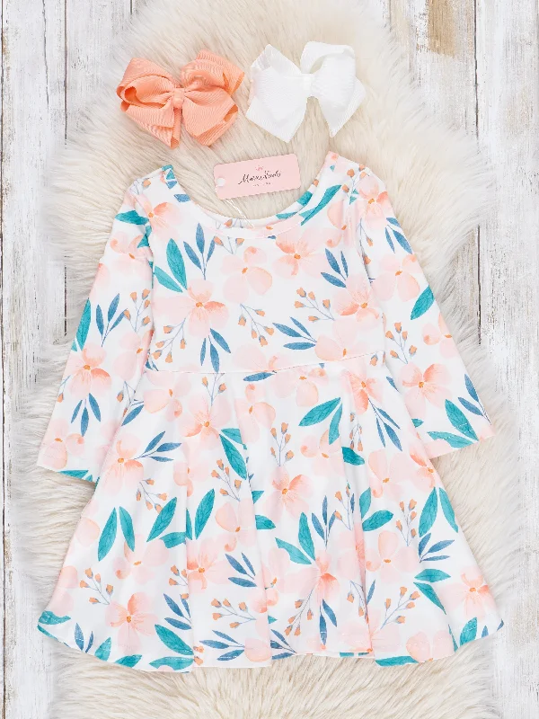 Peach Watercolor Garden Swing Dress