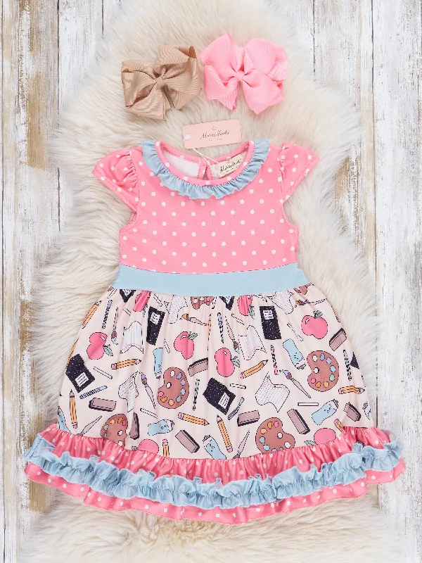 Pink Dots Art Class Ruffle Dress