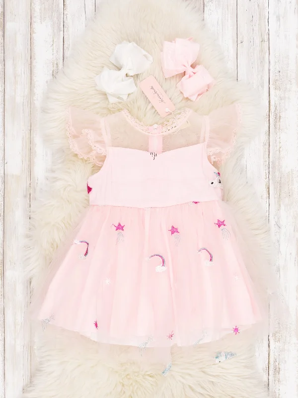 Pink Tulle Unicorn Ruffle Dress