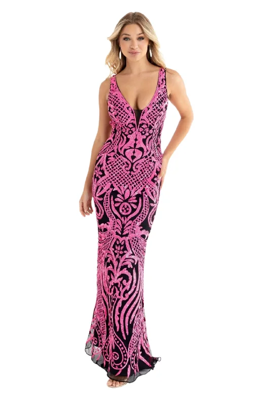 Primavera Couture 3722 Size 14 Iridescent Prom Dress V Neckline V Back Long Sequins Evening Gown Primavera Couture 3722 Size 14 Iridescent Prom Dress V Neckline V Back Long Sequins Evening Gown