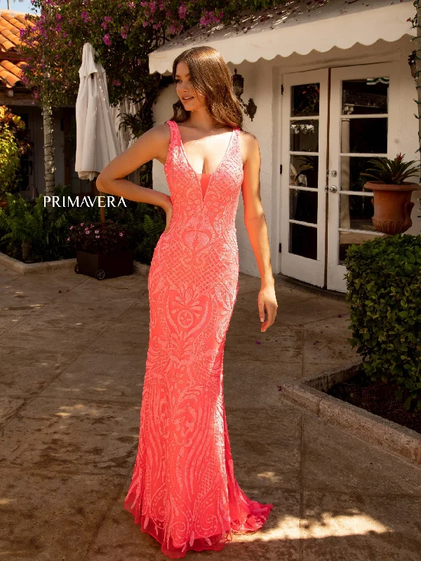 Primavera Couture 3722 Size 24 Iridescent Prom Dress V Neckline V Back Long Sequins Evening Gown Primavera Couture 3722 Size 24 Iridescent Prom Dress V Neckline V Back Long Sequins Evening Gown