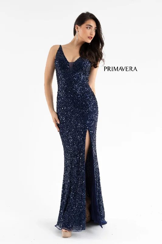 Primavera Couture 3792 Size 00, 6 Black Sequin Prom Dress backless beaded slit gown