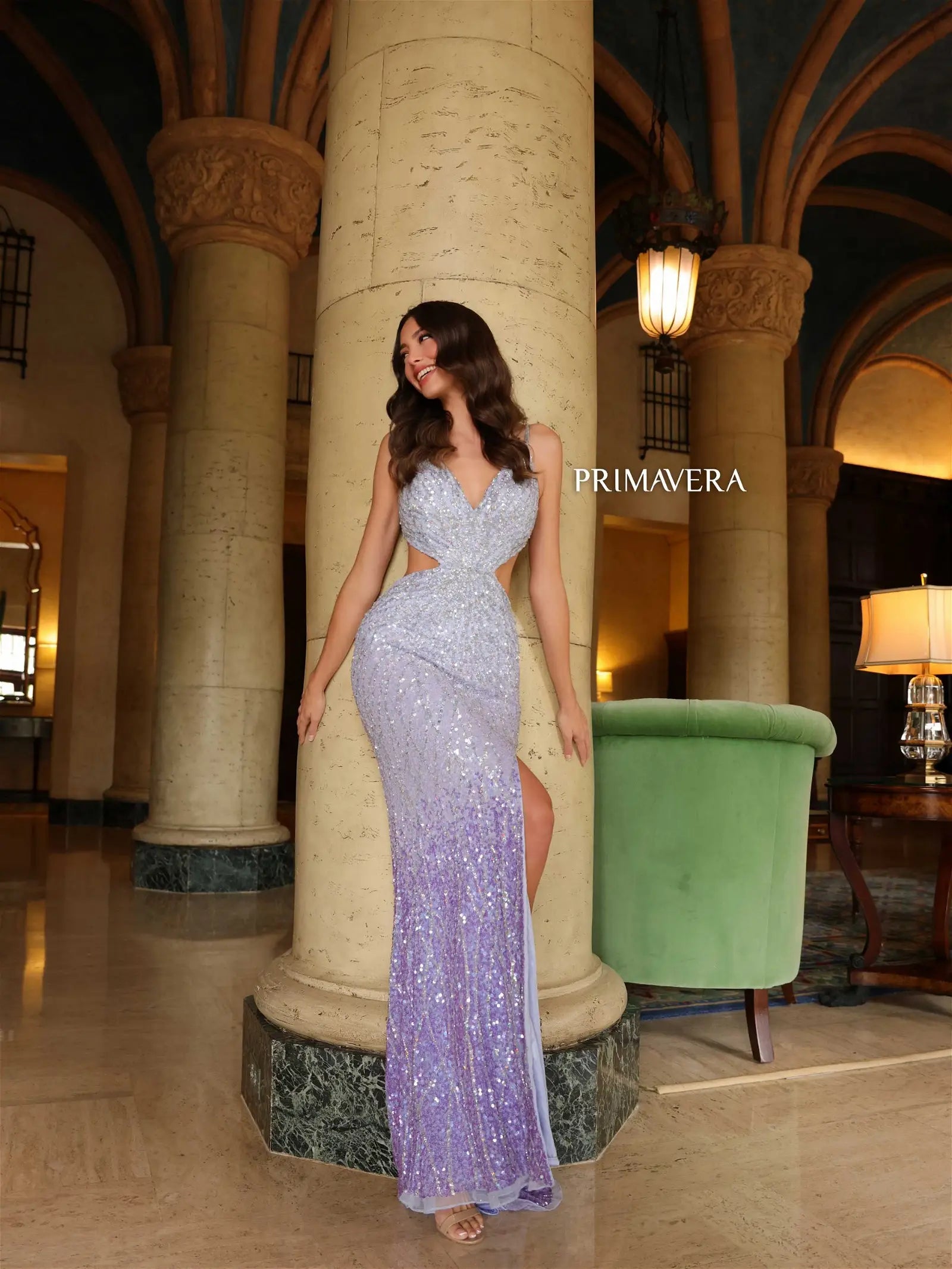 Primavera Couture 4136 Size 0 Lilac Sequin Cutout Backless Corset Prom Dress Slit Ombre Beaded Gown Primavera Couture 4136 Size 0 Lilac Sequin Cutout Backless Corset Prom Dress Slit Ombre Beaded Gown