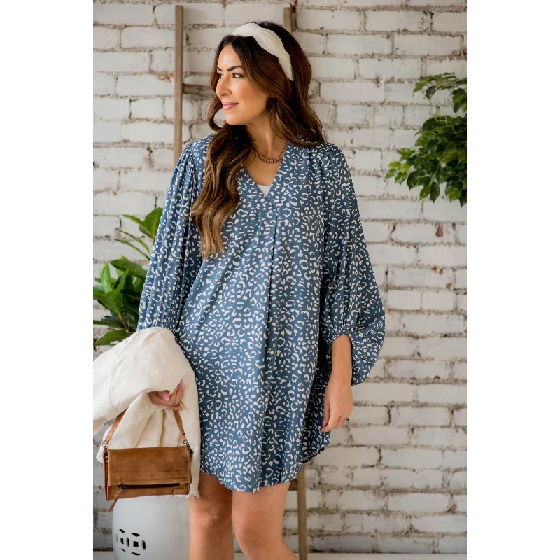Puff Sleeve Leopard Tunic Dress