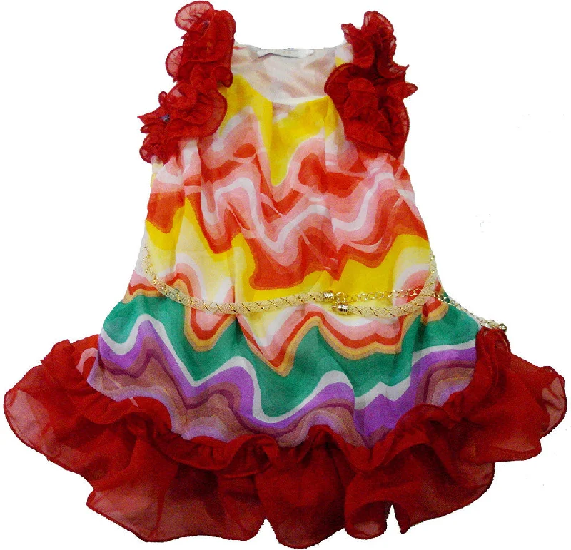 Red Wave Chiffon Dress
