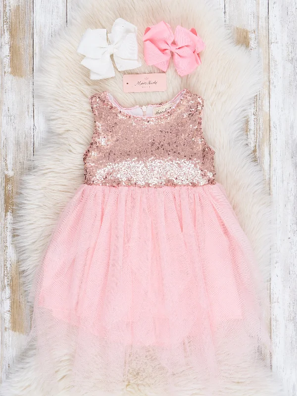 Rose Gold Tulle Sequin Tank Dress