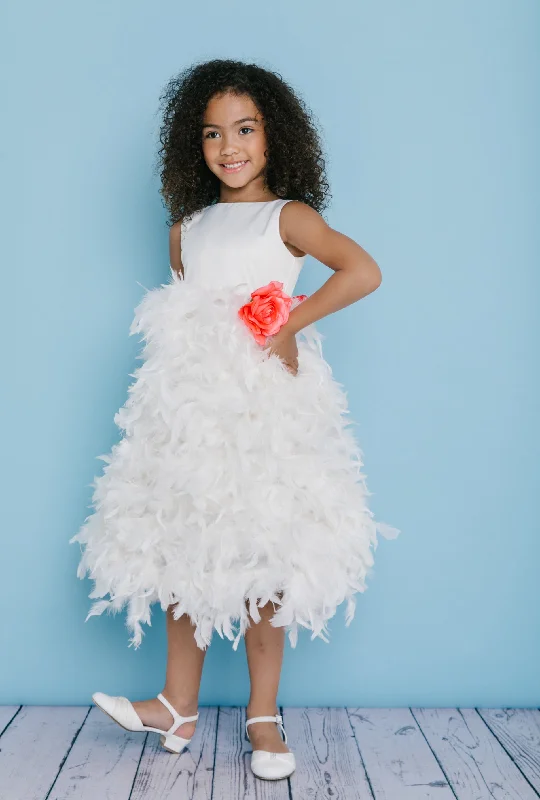 Rosebuds 5120 Size 12 Ivory Feather Skirt tea length skirt flower girl dress formal