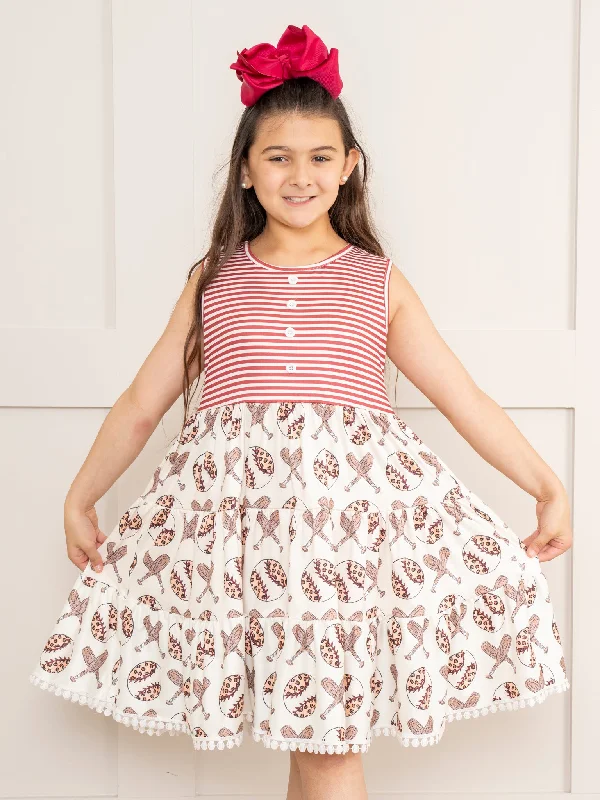 Rust Stripes Baseball Dress