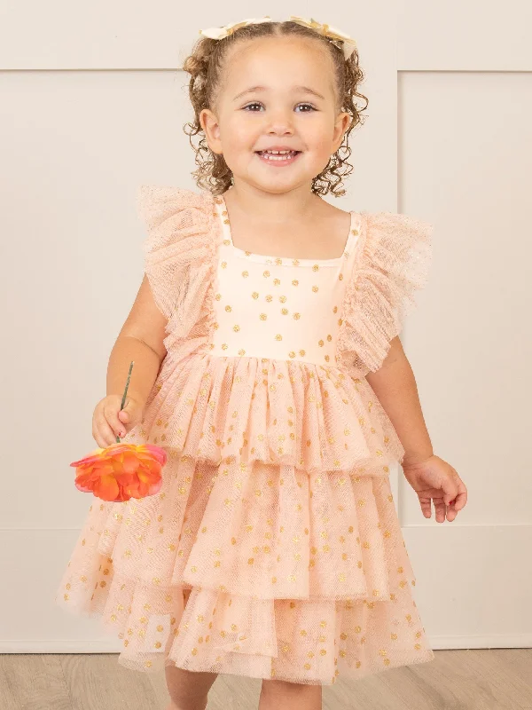 Soft Blush Sparkle Tiered Tulle Dress
